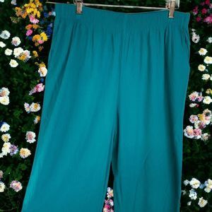 Alfred Dunner Blue Ankle Cropped Pants with Elastic Waist